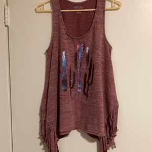 4/$25 Racer back tank with fringe